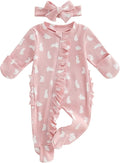 CIYCUIT Baby Girls Cactus Footies Newborn Zip Up Onesie Romper