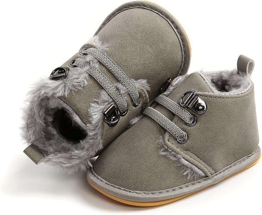 Baby Boys Girls Booties Fleece Anti-Slip Soft Sole Boots Toddler First Walker - Image 9