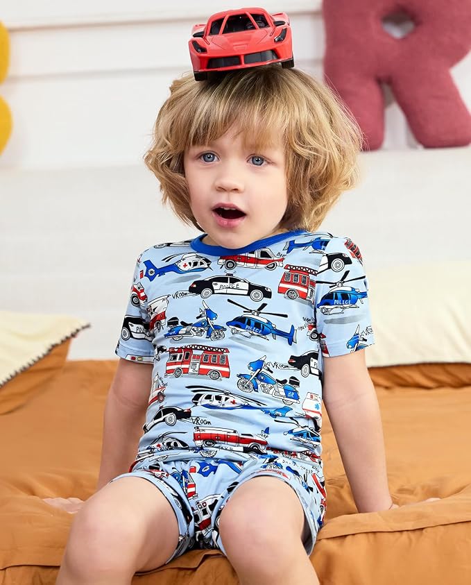 babee Reshinee Bamboo Viscose Toddler Boys Pajamas Set, Short Sleeve Kids - Image 2