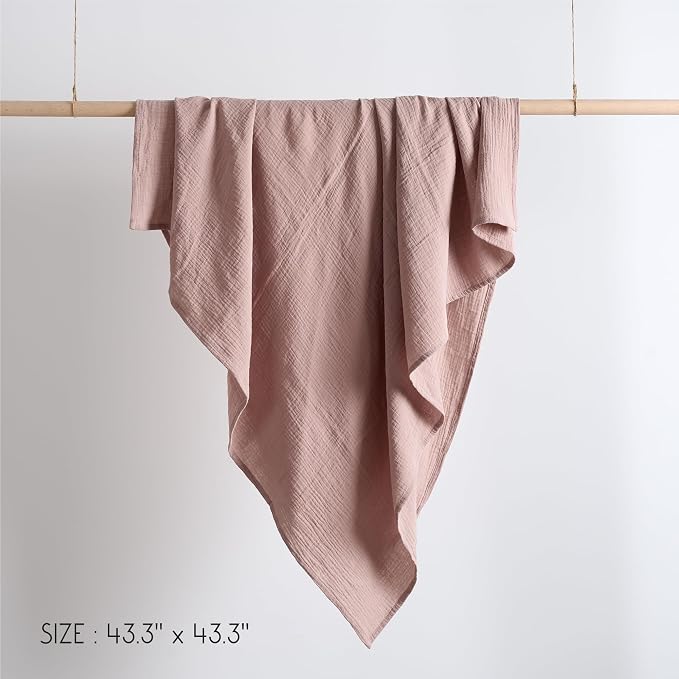 Meracorallo Muslin Swaddle Blanket, 100% Cotton Receiving Blanket, Blush | Soft - Image 8