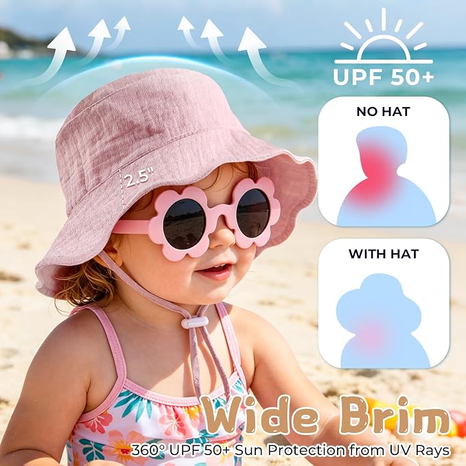 Leotruny Cotton Baby Sun Hat: Muslin Adjustable Bucket Hat - Image 4