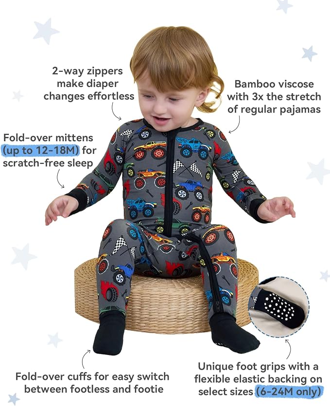 babee Reshinee Bamboo Viscose Baby Footie Pajama, Zipper Sleeper Boys Girls - Image 3