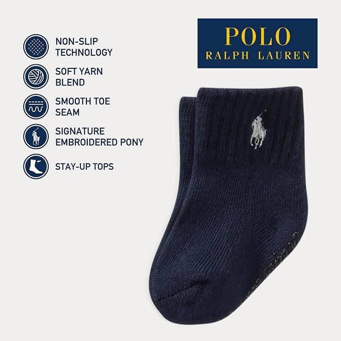 Polo Ralph Lauren Baby’s Classic Sport Ankle Socks, 6 Pair Pack, Soft Stretchy - Image 3