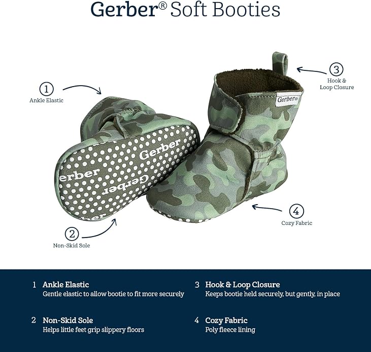 Gerber Baby Fleece Lined Wrap Fasten Non Skid Soft Slipper Booties - Image 6