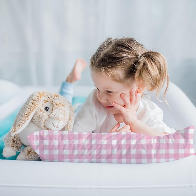 Little Sleepy Head Toddler Pillow with Pillowcase 13x18 - Kids Pillow for Sleeping - Better Neck Support Ergonomic Pillow and Toddler Pillowcase - Best Pillows for Kids (Gingham Pink)