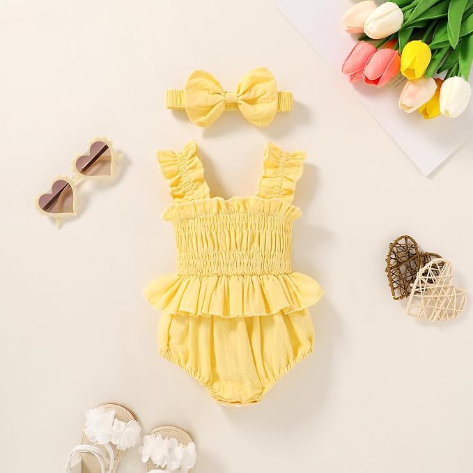 YOUNGER TREE Baby girl Romper Infant Summer Clothes Ruffle Sleeveless One Piece - Image 3