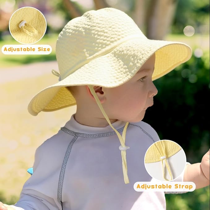 HONGTEYA Baby Sun Hat Wide Brim Adjustable Toddler Beach Bucket Hat | Soft - Image 3