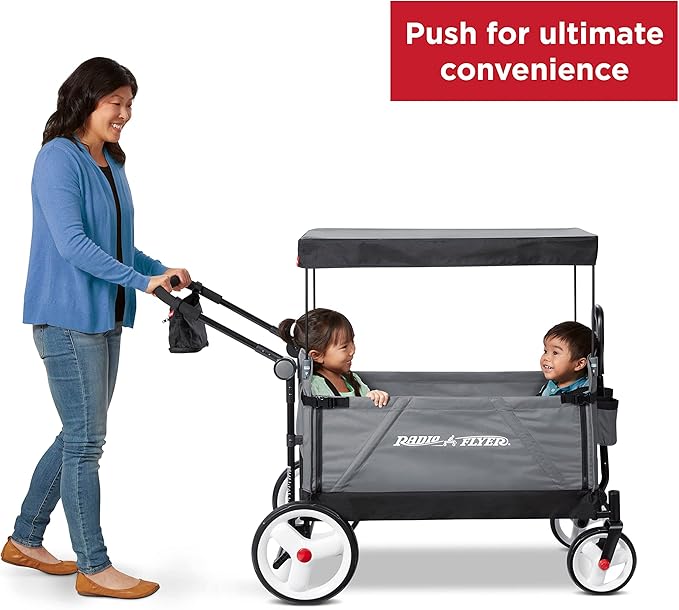 Stroller Wagon for Kids, Baby Stroller, Utility Cart, Rolling Cart, Radio Flyer City Luxe Stroll 'N Wagon, for Ages 1+ Years, Gray