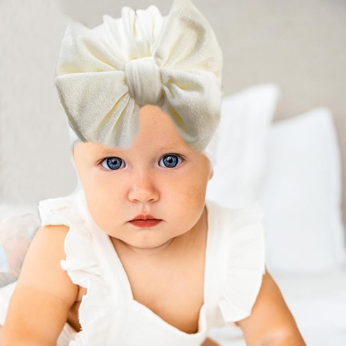 Baby Girls Hair Bow Turban Hat 6PCS Set, Top Bowknot Head Wrap Beanie India Caps - Image 7