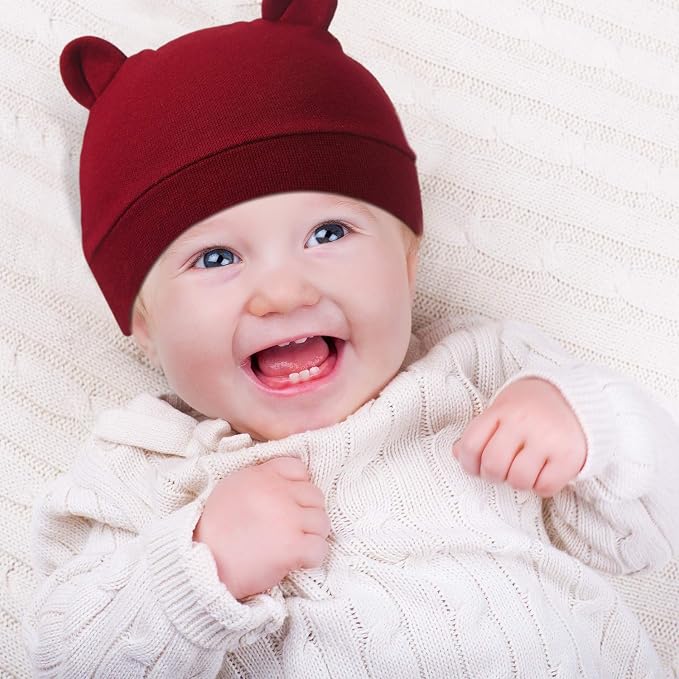 Geyoga 9 Pieces Newborn Baby Hat Bear Ears Infant Caps Baby Boy Girl Toddler - Image 6