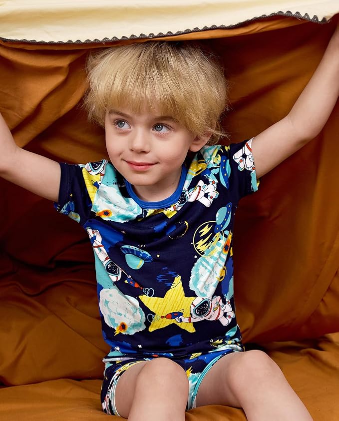 babee Reshinee Bamboo Viscose Toddler Boys Pajamas Set, Short Sleeve Kids - Image 6