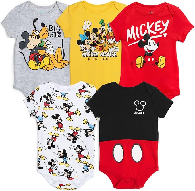 Disney Baby 5-Pack Short Sleeve Bodysuits Newborn to Infant by Disney