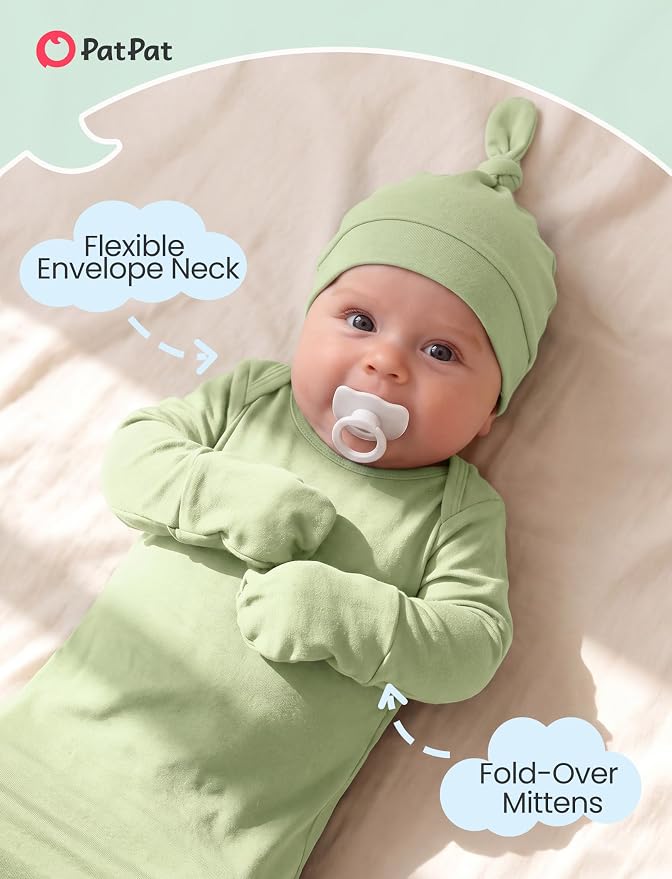 PATPAT Baby Sleeper Gown with Hat - Image 3