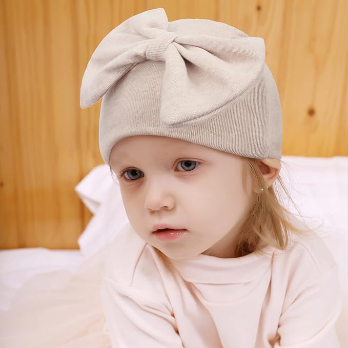 UTTPLL Newborn Beanies Cap No Scratch Mittens Set 0-6 Months Infant Bow Caps - Image 7