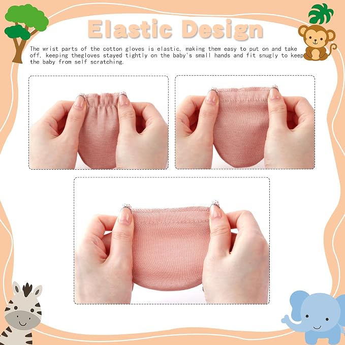 Baby Mittens 0-6 Months No Scratch 100% Cotton Gloves - Image 4