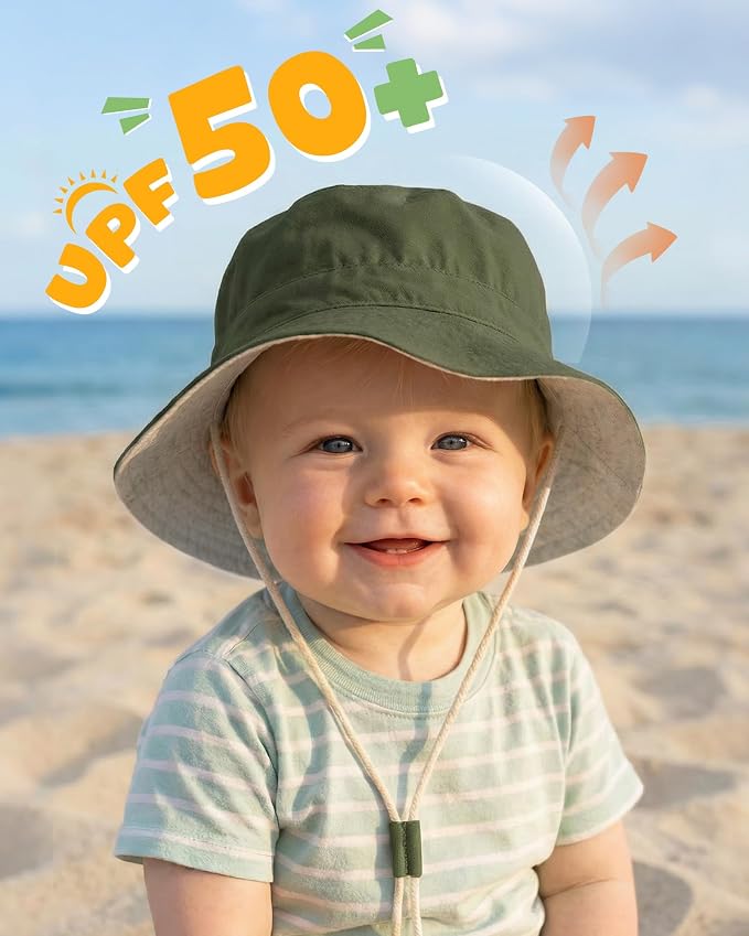 Baby Sun Hat for Toddler Kids Bamboo Rayon Bucket Hat Summer Beach Sun - Image 2