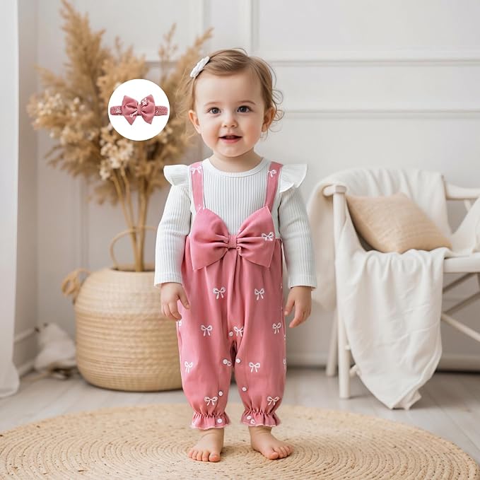 Newborn Baby Girl Clothes Ruffle Sleeve Jumpsuit Corduroy Floral - Image 2