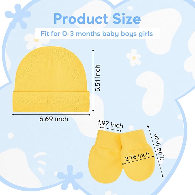 Zando Anti-Scratch Baby Hats Mittens Warm Newborn Infant Boys Girls 0-6M | - Image 5