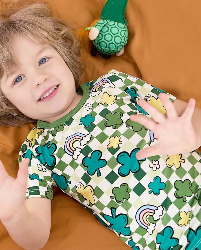 babee Reshinee Bamboo Viscose Toddler Boys Pajamas Set, Short Sleeve Kids - Image 4