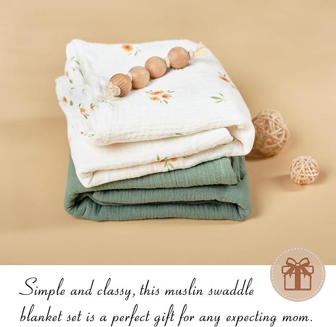 Meracorallo Muslin Swaddle Blanket, 100% Cotton, Roman Green | Soft Breathable - Image 4