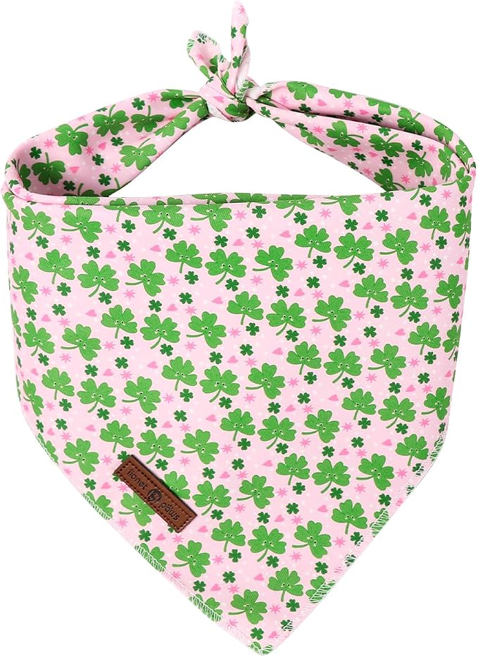 Lionet Paws St. Patrick's Day Dog Bandana Washable Cotton Pink Handkerchief by lionetpaws