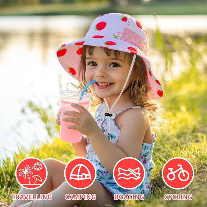Toddler Baby Sun Hat Kids Summer Beach Essentials Adjustable Beach Hats - Image 3