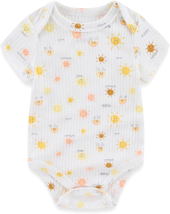 Baby Bodysuits Ribbed Mix Summer Newborn Boy Girl Clothes 5-pack | Multiple - Image 5