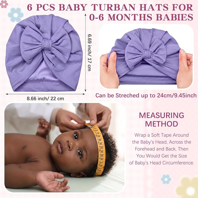 6 Pcs Newborn Satin Bonnet for Infant Months - Image 3