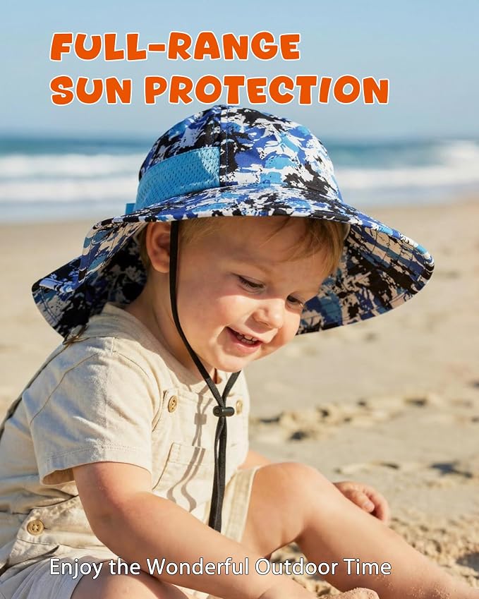 Toddler Baby Sun Hat Kids Summer Beach Essentials Adjustable Beach Hats - Image 3
