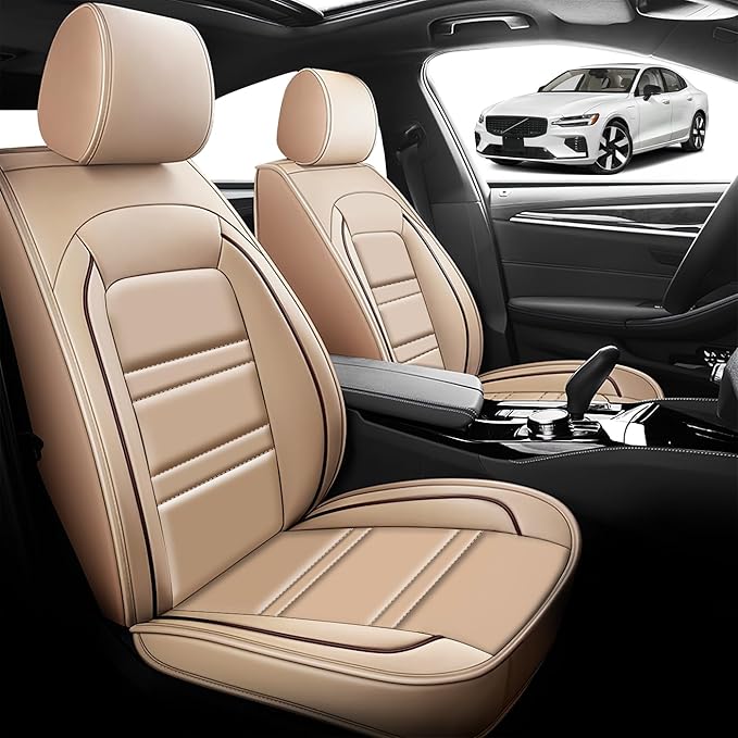 Seat Cover for Volvo Car s60 2001-2025 | Car Seat Covers Front Seats, Waterproof Seat Protectors, Automotive Front Seat Covers (Front Seat, Beige)