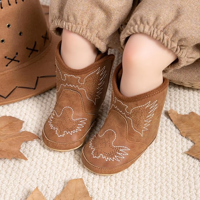 HsdsBebe Baby Boys Girls Western Cowboy Boots Infant Moccasins High Top Booties - Image 2