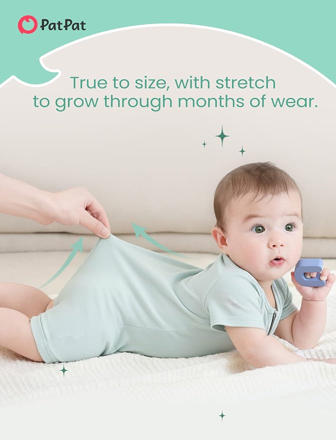 PATPAT Baby Boy and Girl Bamboo Viscose 2-Pack Romper | 2-Way Zipper, Soft and - Image 5