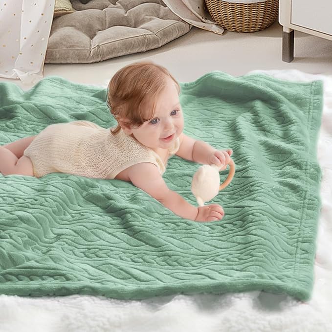 BORITAR 3D Fleece Baby Blanket for Boys 30 x 40 Inch Sage Green - Image 5