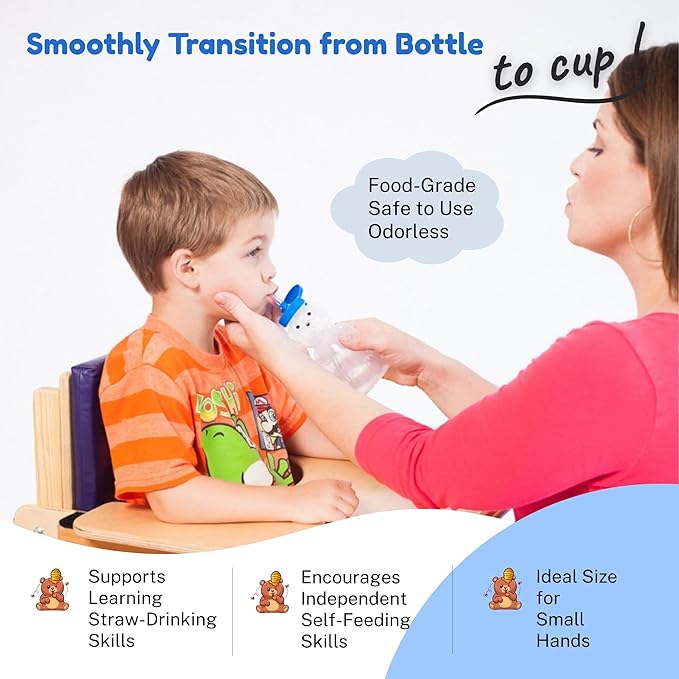 TalkTools Honey Bear Straw Cup, Dishwasher Safe Baby Drinking Bottle, Premium Food-Grade Material, Honeybear Sippy Cup for Ages 4+ Months, Trainer for Babies, Kids and Toddlers (Single 5oz)