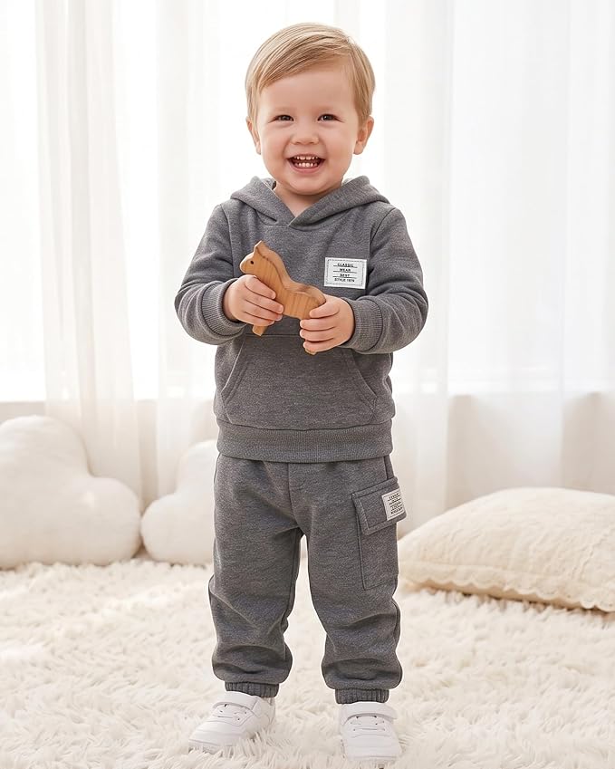 Toddler Baby Boy Clothes Long Sleeve Hoodie Sweatshirt Solid Sweatsuit Jogger - Image 3