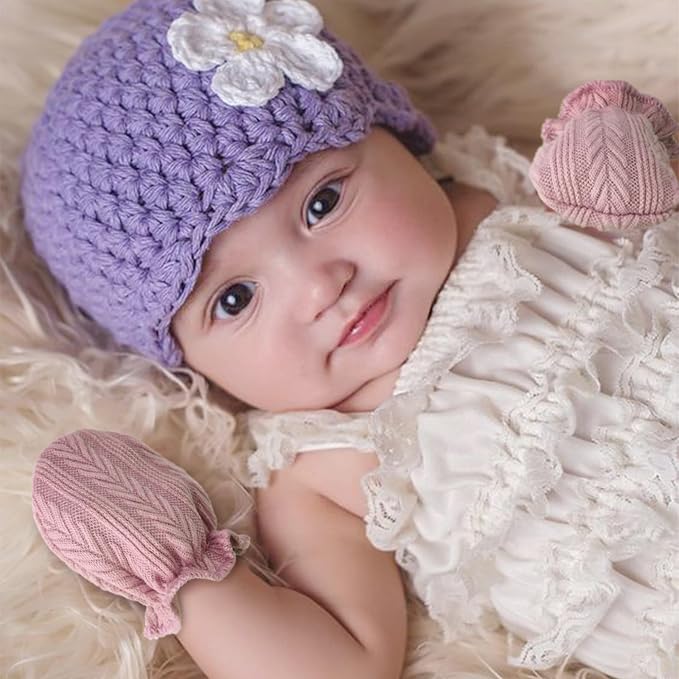 AQOKKA Newborn Baby Mittens No Scratch Cotton Elastic Wrist Gloves Infant - Image 5