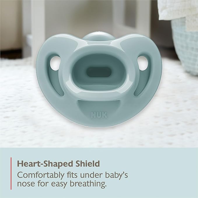 NUK 100% Silicone Comfy Orthodontic Pacifiers, 0-6 Months, Neutral Fashion, Timeless Collection, 5 Count