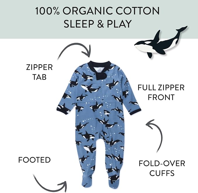 HonestBaby Baby Boys' Sleep & Play Footed One-piece Pajama Sleeper 100% Organic - Image 4