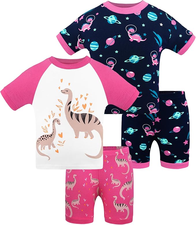 DAUGHTER QUEEN Girls Summer Pajamas Set 4 Pieces 100% Cotton Sleepwear Size 18 by DAUGHTERQUEEN