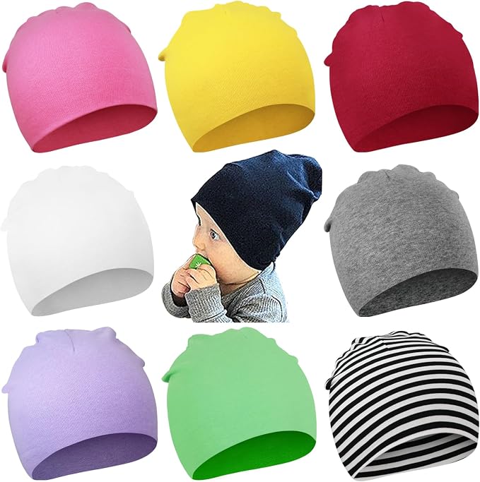 DRESHOW BQUBO 8 Pack Baby Newborn Hats Infant Toddler Kid Hats Soft Nursery - Image 8