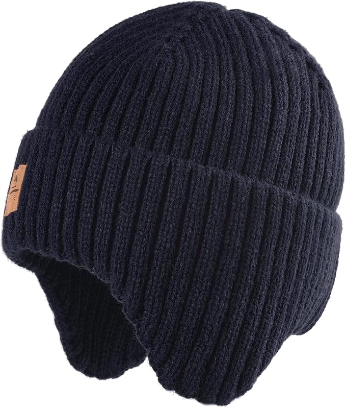 Baby Beanie Fleece Lined Toddler Winter Hat with Ear Flaps Little Girls Boys Warm Hats Cute Beanies for Kids