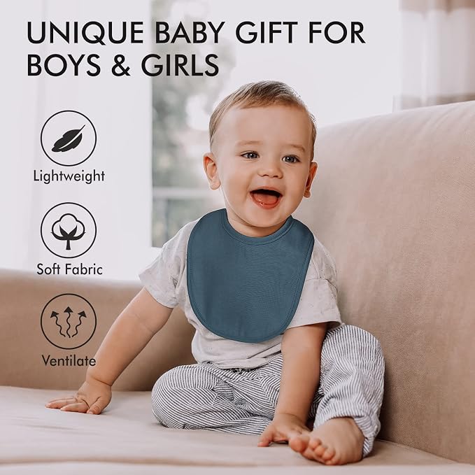 10 Pack Cotton Snap Bibs for Baby Boy Girl, Super Soft Drool Bibs for Teething - Image 2