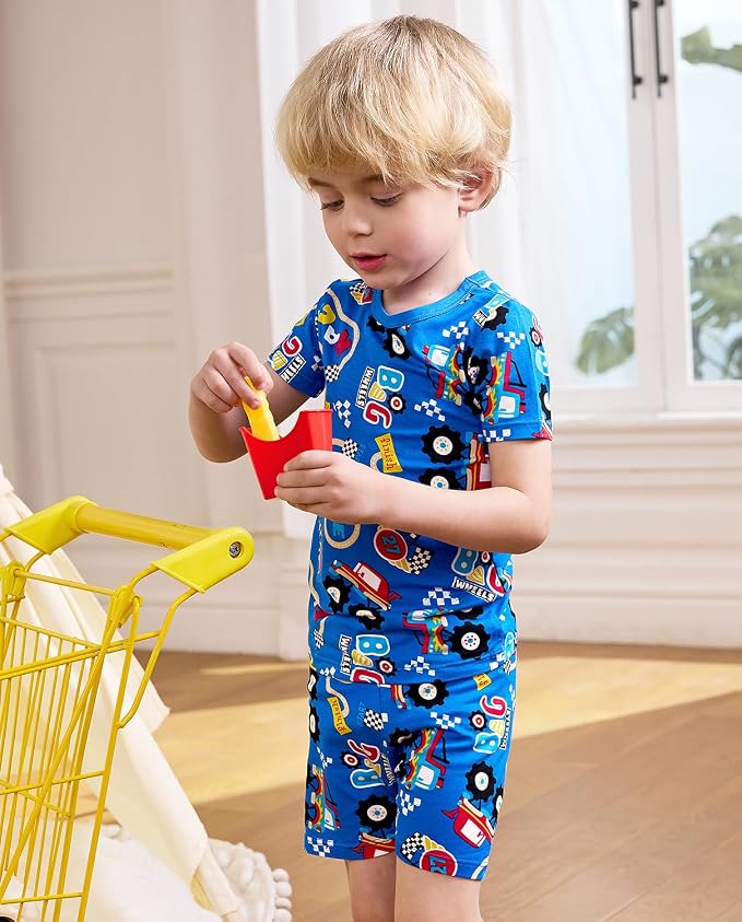 babee Reshinee Bamboo Viscose Toddler Boys Pajamas Set, Short Sleeve Kids - Image 8