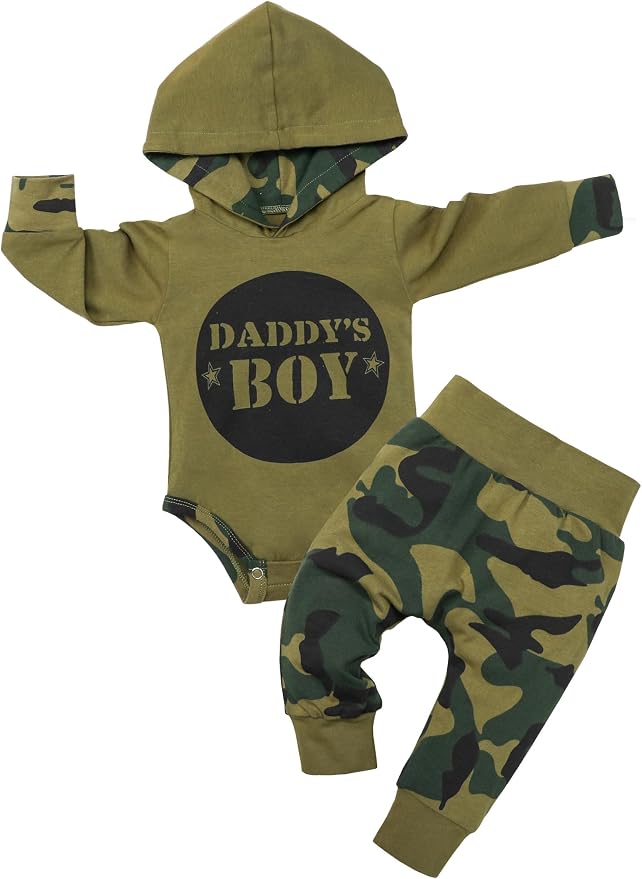Fommy Newborn Baby Boy Clothes Plaid Letter Print Long Sleeve Hoodies + Long by Fommy