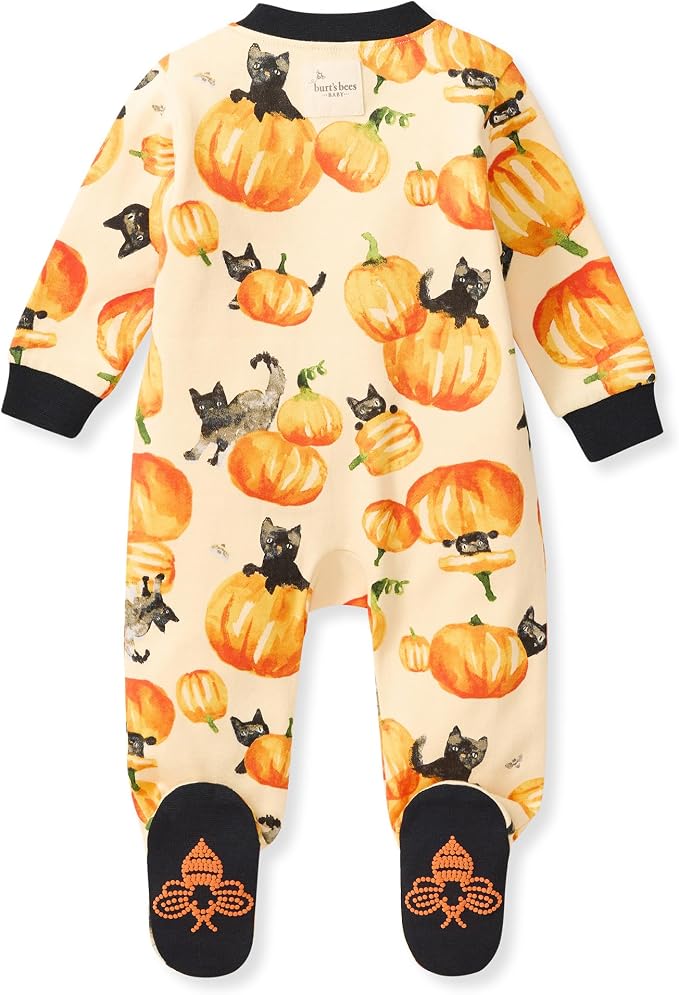 Burt's Bees Baby Girls' Organic Cotton, Sleep and Play Footed Pajamas | Easy - Image 2