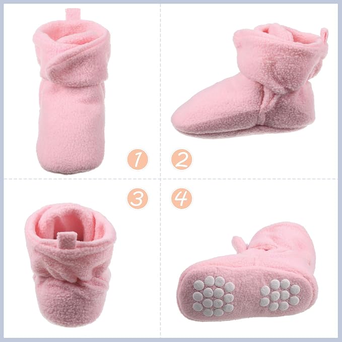 SATINIOR 3 Pairs Unisex Cozy Fleece Baby Booties - Image 3