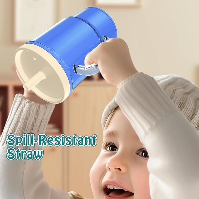Toddler Cups – 9 oz Adorable Miniature Tumbler with Leak-Resistant Straw and Toddler-Friendly Handle, Encourages Hydration, Easy to Clean, Sippy cups for Toddlers 1-3，BPA Free silicone (Ocean)