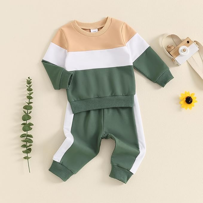 Toddler Baby Boy Fall Outfits Long Sleeve Crew Neck Pullover Sweatshirt + Jogger Pants Set Infant Winter Clothes