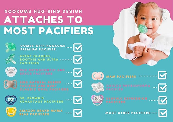 Nookums Paci-Plushies Buddies Adapts to Name Brand Pacifiers, Suitable for All Ages, Plush Toy Includes Detachable Pacifier (Gemma The Giraffe)