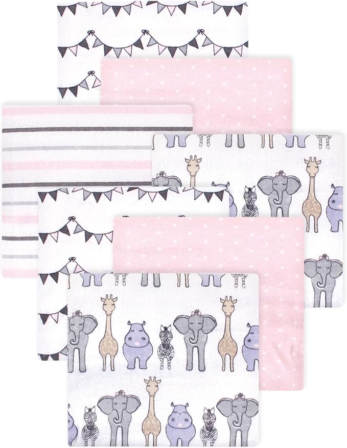 Little Treasure Hudson Baby Cotton Poly Flannel Receiving Blankets Multipack by HudsonBaby